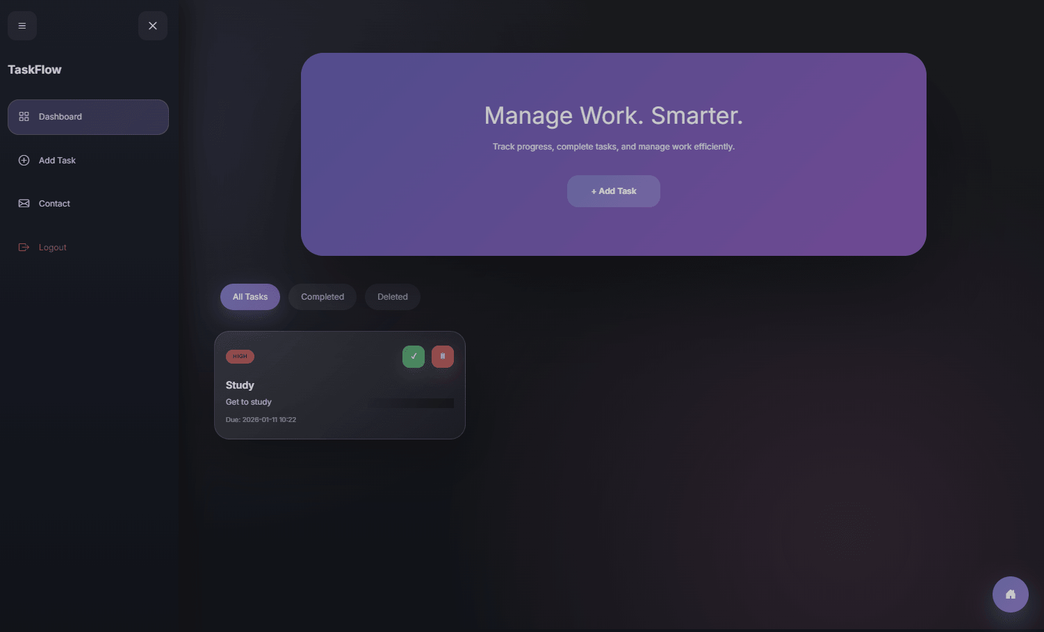 TaskFlow project screenshot
